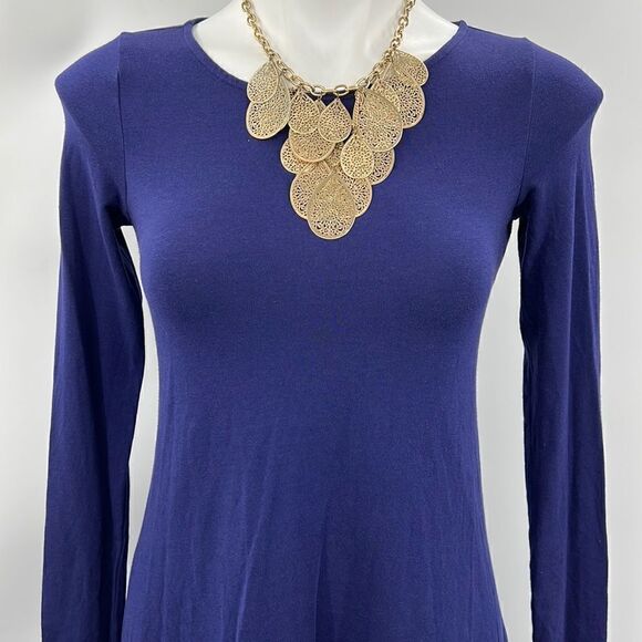 Express bluish purple long sleeve back zipper dress - Picture 3 of 5